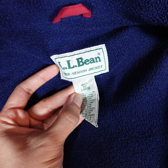 Vintage LL Bean 3 Season Jacket Mens Large Fleece Lined Lightweight Red - Picture 4 of 11